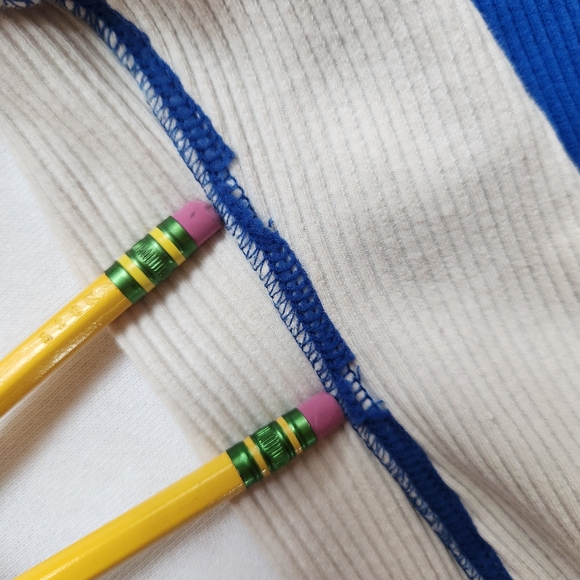 We The Free Fancy That Thermal Top Ribbed Blue Yellow Long Sleeves Medium - Picture 16 of 16